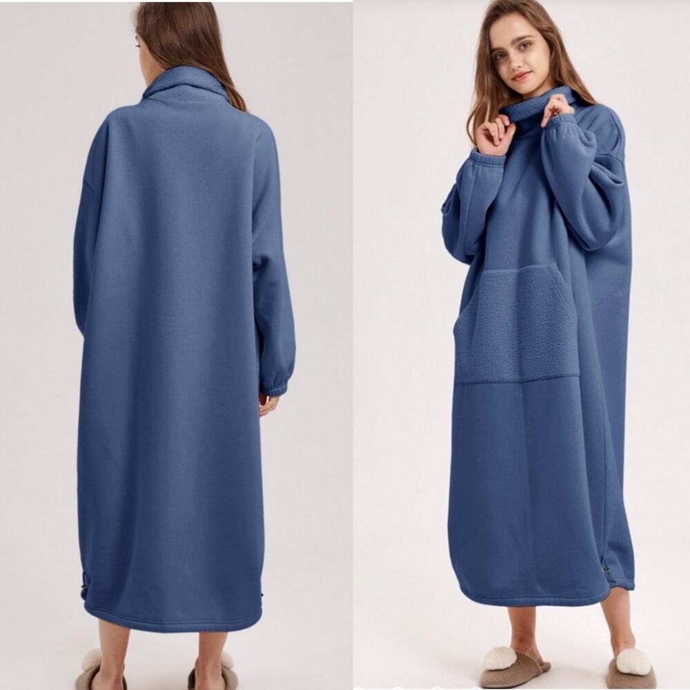 Cozy Blue Midi Dress